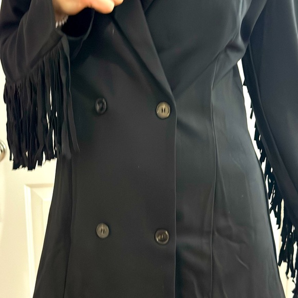 Black Blazer Dress with fringe detail - Picture 10 of 16
